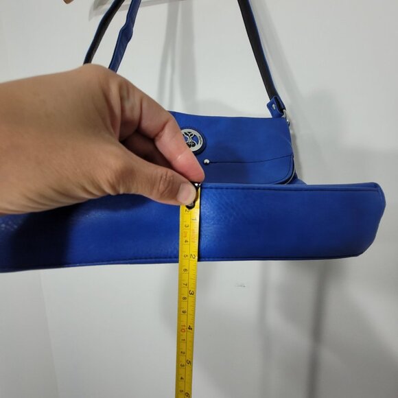 Foxy Jeans Y2K Blue Fold Over Crossbody Satchel 90s Purse Handbag Zip Adjustable - Picture 10 of 10